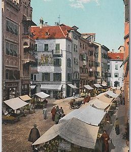 40499  CARTOLINA d'Epoca - BOLZANO Città : MERCATO Obstmarkt