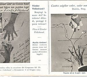 40580  CARTOLINA d'Epoca - Bressanone 1907 : CONGRESSO  VOLKSBUND - MONTICELLI!