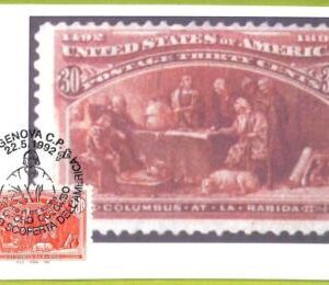 ad3375 - ITALY - Postal History - MAXIMUM CARD - FDC - 1992 Columbus AMERICA