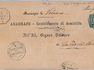 46780  REGNO:   Sassone 56 su busta con annullo di collettoria VOLCIANO BS 1891