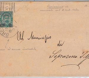 ITALIA REGNO storia postale -# 56 su MANIFESTO annullo BRESCIA data INVERTITA