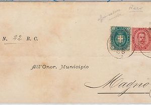 ITALIA REGNO storia postale: Sass 38 + 44 X 2 su BUSTA 1890 - RARA COMBINAZIONE