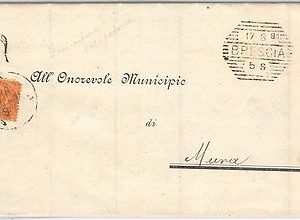 ITALIA REGNO: storia postale - raro annullo "FRANCATURA OBBLIGATORIA" 17.08.1891