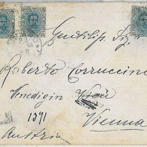 ITALIA REGNO:  Sassone 62 x 3 su BUSTA per VIENNA AUSTRIA 1898