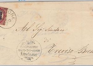 ITALIA REGNO: Sass 36 su LETTERA con annullo a cerchio di VESTONE 1880