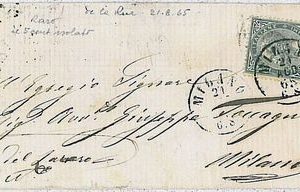 ITALIA REGNO: Sassone L16 DE LA RUE - Isolato su BUSTA - POSTA PER CITTA' - 1865