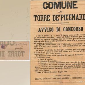 46804  REGNO: storia postale -  MANIFESTO di TORRE DE' PICCENARDI 1881 - BELLO!
