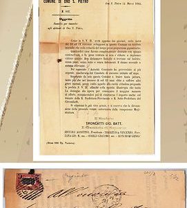 ITALIA REGNO: storia postale -  MANIFESTO di ONO SAN PIETRO 1882 - Molto Bello!