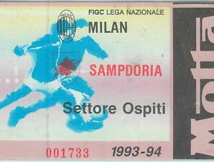 68423 - Vecchio  BIGLIETTO PARTITA CALCIO - 1993 / 1994  : MILAN /  Sampdoria