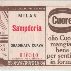 68424 - BIGLIETTO PARTITA CALCIO  Scudetto 1983-84 : MILAN / Sampdoria