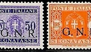 94683d - ITALIA GNR  - FRANCOBOLLO - Sass  #  Segnatasse 53/I + 55/I BS  Nuovi *