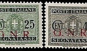 94683c - ITALIA GNR  - FRANCOBOLLO - Sass  #  Segnatasse 50/I + 52/I BS  Nuovi *