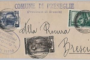 LAVORO - Storia Postale: ANNULLO MUTO EMERGENZA su BUSTA da  PRESCEGLIE 1952