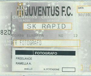 68476 - Vecchio  BIGLIETTO PARTITA CALCIO Champions -  1996: JUVENTUS / SK RAPID