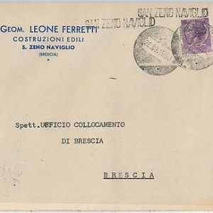 REPUBBLICA  Storia Postale: ANNULLO MUTO EMERGENZA su BUSTA da SAN ZENO NAVIGLIO