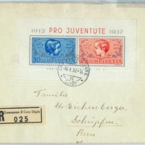 66933 - SWITZERLAND - Postal History - Block 3 on COVER 1930 PRO JUVENTUTE 1937