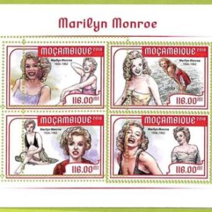B0585 - MOCAMBIQUE -  ERROR MISPERF  Stamp Sheet - 2018 - Marilyn Monroe, Cinema