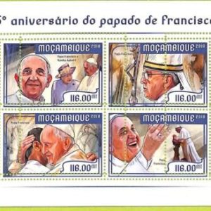 B0587 - MOCAMBIQUE -  ERROR MISPERF  Stamp Sheet - 2018 -Papa Francisco,Religion