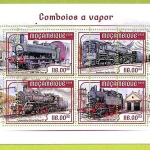 B0594 - MOCAMBIQUE -  ERROR MISPERF  Stamp Sheet - 2018 - TRAINS, Transport