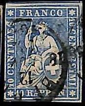 94992dD -   SWITZERLAND - STAMP - Zumstein # 23 Cc -  Fine  USED