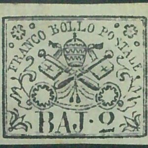 87738 - Francobolli ANTICHI STATI -  PONTIFICIO : Sassone 3Aa Linguellato BELLO!