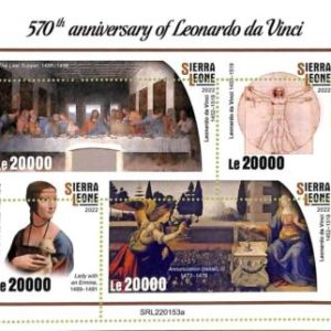 A9437 - SIERRA LEONE -  ERROR MISPERF Stamp Sheet - 2022 - Leonardo da Vici, ART