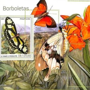 A9238 - S.TOME E PRINCIPE - ERROR MISPERF Stamp Sheet 2021 - Insects Butterflies