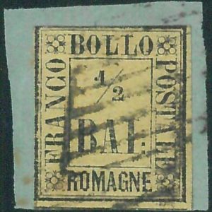 87746  - Francobolli ANTICHI STATI -  ROMAGNE : Sassone 1 USATO su FRAMMENTO