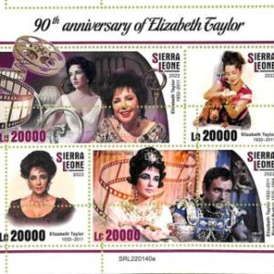 A9378 - SIERRA LEONE -  ERROR MISPERF Stamp Sheet - 2022 Elizabeth Taylor Cinema