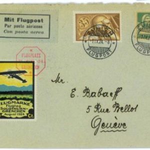P0028 - Switzerland - POSTAL HISTORY - POSTER STAMP on SF# 24.7  Grenchen Geneve