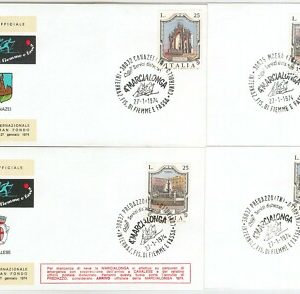 65543 - ITALY - Postal History SET of 4 SPECIAL COVERS Cross-country skiing 1974