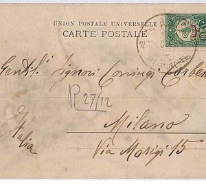 ai1972 - OTTOMAN EMPIRE - Postal History - CARD from ALEXANDRETTE to ITALY  1910