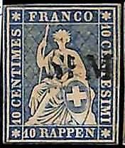 94992eA -   SWITZERLAND - STAMP -  Zumstein # 23 Cc - Very Fine  USED