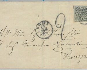 82387 - ANTICHI STATI: Pontificio - STORIA POSTALE: Sass 3a Busta da ROMA 1856
