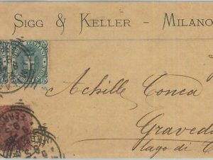 82488 - REGNO Umberto - STORIA POSTALE -  Sassone 38 + 59 coppia su BUSTA 1892
