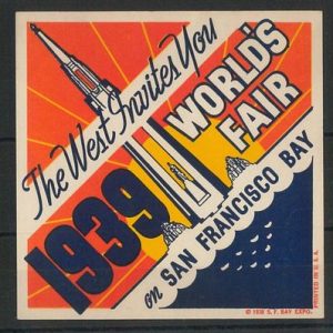 55201 -  VINTAGE  POSTER STAMP Label - USA: San Francisco  WORLD FAIR 1939