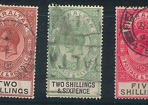 56267 - GIBRALTAR -  Stamps -  SG 103 + 104 + 105  USED  - VERY NICE