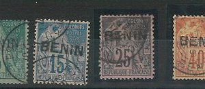 54994 - FRENCH COLONIES: BENIN - STAMPS:  YVERT 4 + 6 + 8 + 11  Used VERY FINE!!