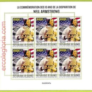 B0747 - GUINEE - ERROR MISPERF  Stamp Sheet - 2022 - SPACE, Neil  Armstrong
