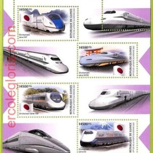 B0767 - GUINEE - ERROR MISPERF  Stamp Sheet - 2023 - Japanese trains, Transport
