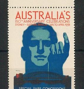 55217 VINTAGE  POSTER STAMP Label - AUSTRALIA 150th ANIVERSARY CELEBRATIONS