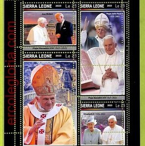 B0847 - Sierra Leone -  ERROR MISPERF Stamp Sheet - 2023, Pope Benedict XVI