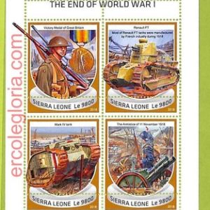B0855 - Sierra Leone -  ERROR MISPERF Stamp Sheet - 2018 - WW1