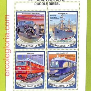 B0816 - Sierra Leone - ERROR MISPERF Stamp Sheet - 2018 Transport, Rudolf Diesel