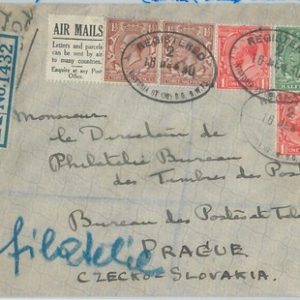 BK0039 - GB - Postal History -  SG # 420  booklet pane + Lable on COVER 1930