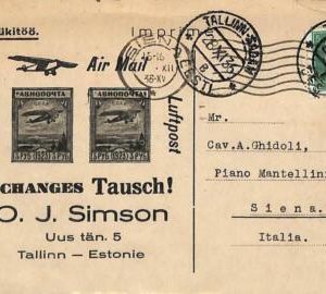 ad5911 - ESTONIA - Postal History -  Nice POSTCARD from TALLIN to ITALY 1936
