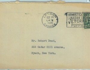 86296 - CANADA - POSTAL HISTORY - PROPAGANDA Postmark on COVER 1929 - Poppies