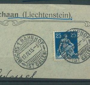 66935 - SWITZERLAND - Postal History: Swiss stamp on  CUT-OUT from LIECHTENSTEIN