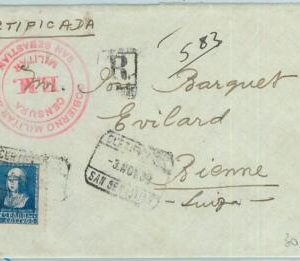 66909 - SPAIN - Postal History - COVER with CENSURA MILITAR to SWITZERLAND 1939
