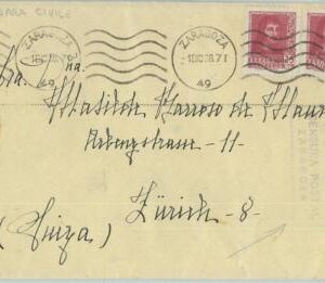 66910 - SPAIN - Postal History - COVER with CENSURA MILITAR to SWITZERLAND 1938